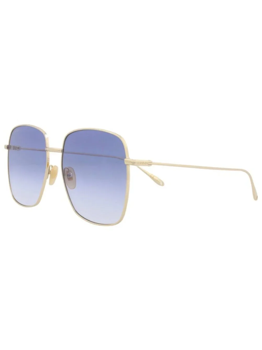 New Gucci Women's Sunglasses Square Rectangle Metal Frame Gold Gold Violet